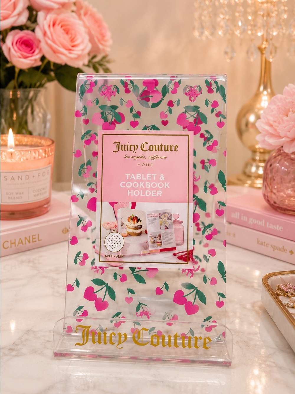 Juicy Couture Pink Cherry Acrylic Tablet & Cookbook Stand